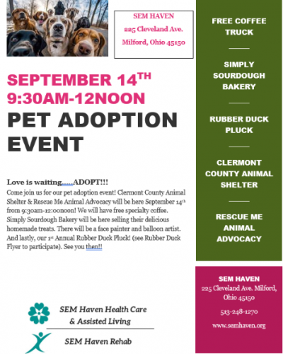 September 2024 Pet Adoption Event