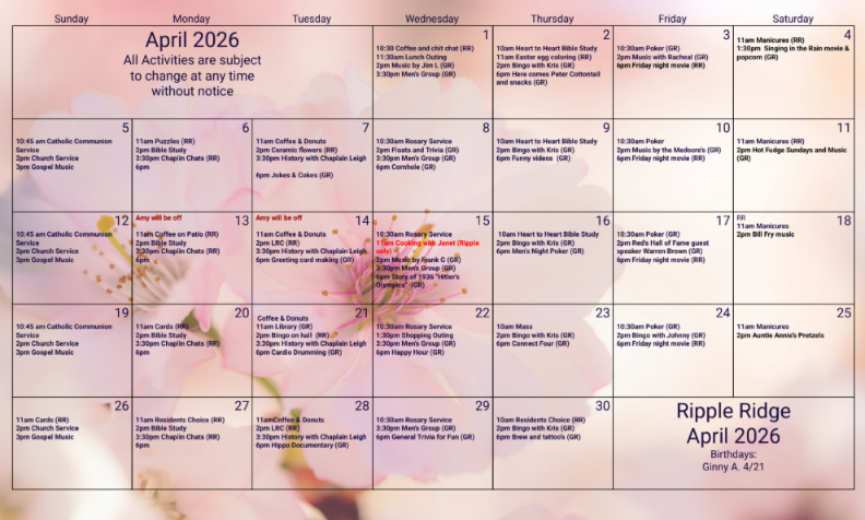 RIPPLE RIDGE - April 2026